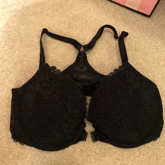Victoria’s Secret Bombshell Black Lace Up Racerback Bra Add 2 Sizes Size 32A